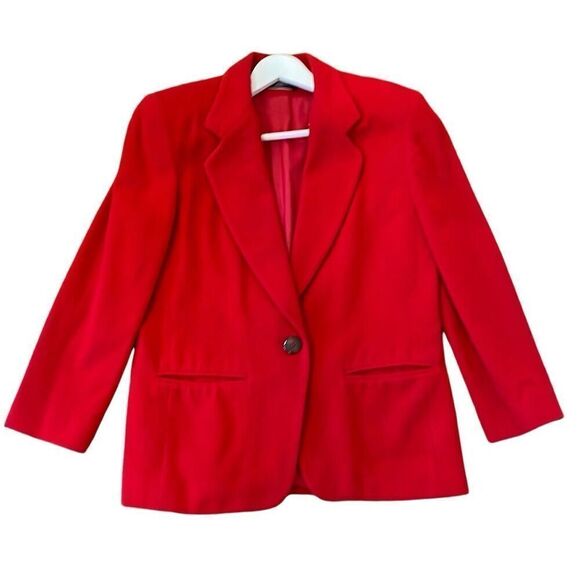 Vintage Harve Benard 100% wool red single button blazer M - Picture 1 of 9